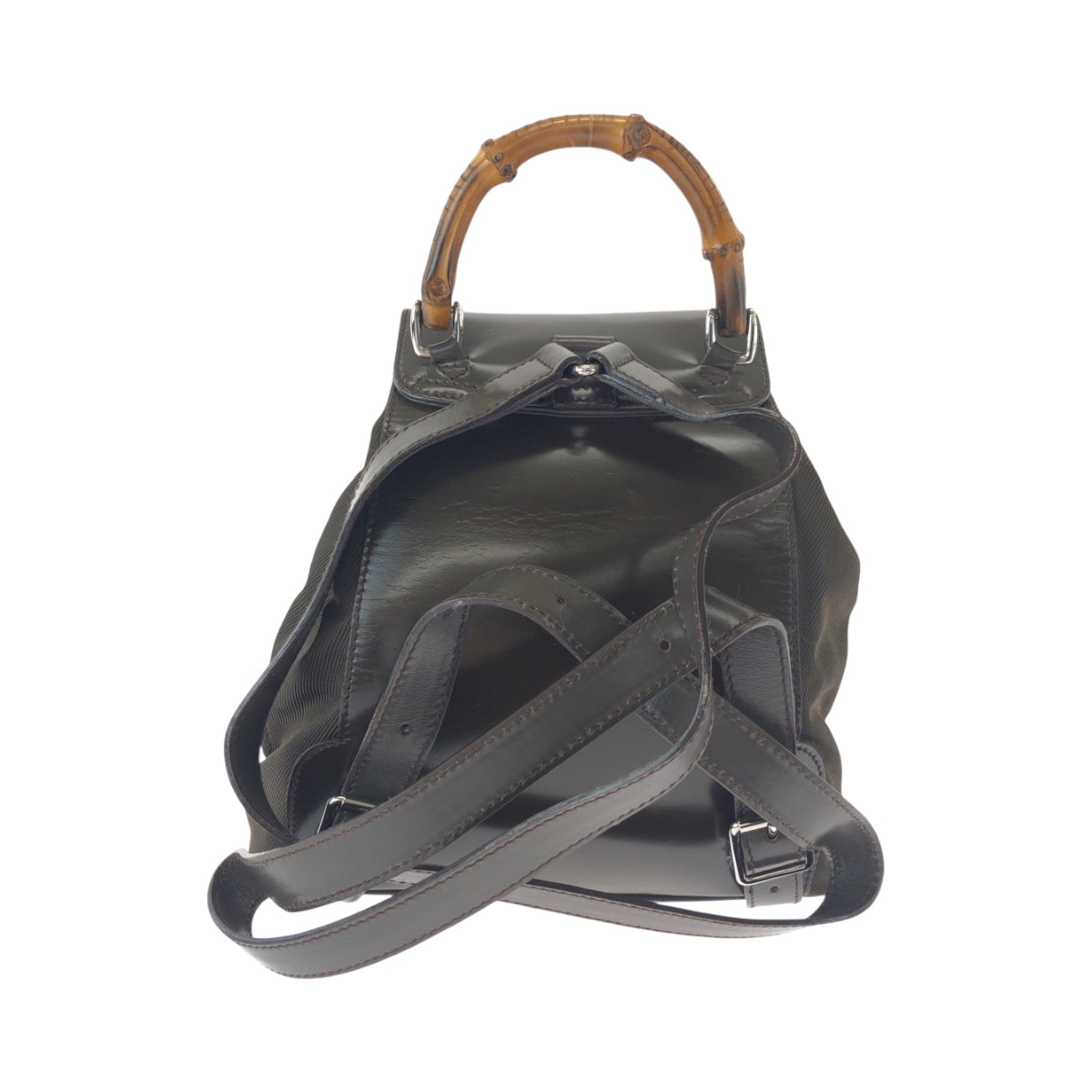 16400
GUCCI Vintage Bamboo Old Gucci Khaki Brown Silver Hardware Nylon 003 2058 Backpack Women's ABP26