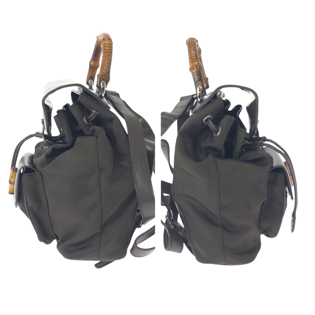 16400
GUCCI Vintage Bamboo Old Gucci Khaki Brown Silver Hardware Nylon 003 2058 Backpack Women's ABP26