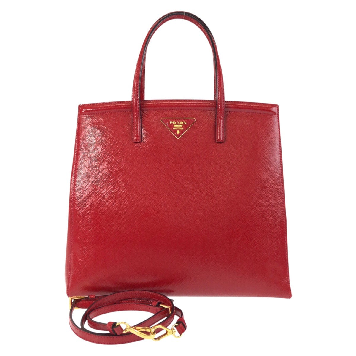 16401
PRADA プラダ サフィアーノ レッド ゴールド金具 レザー トートバッグ ショルダーバッグ 2way  レディース ABP58