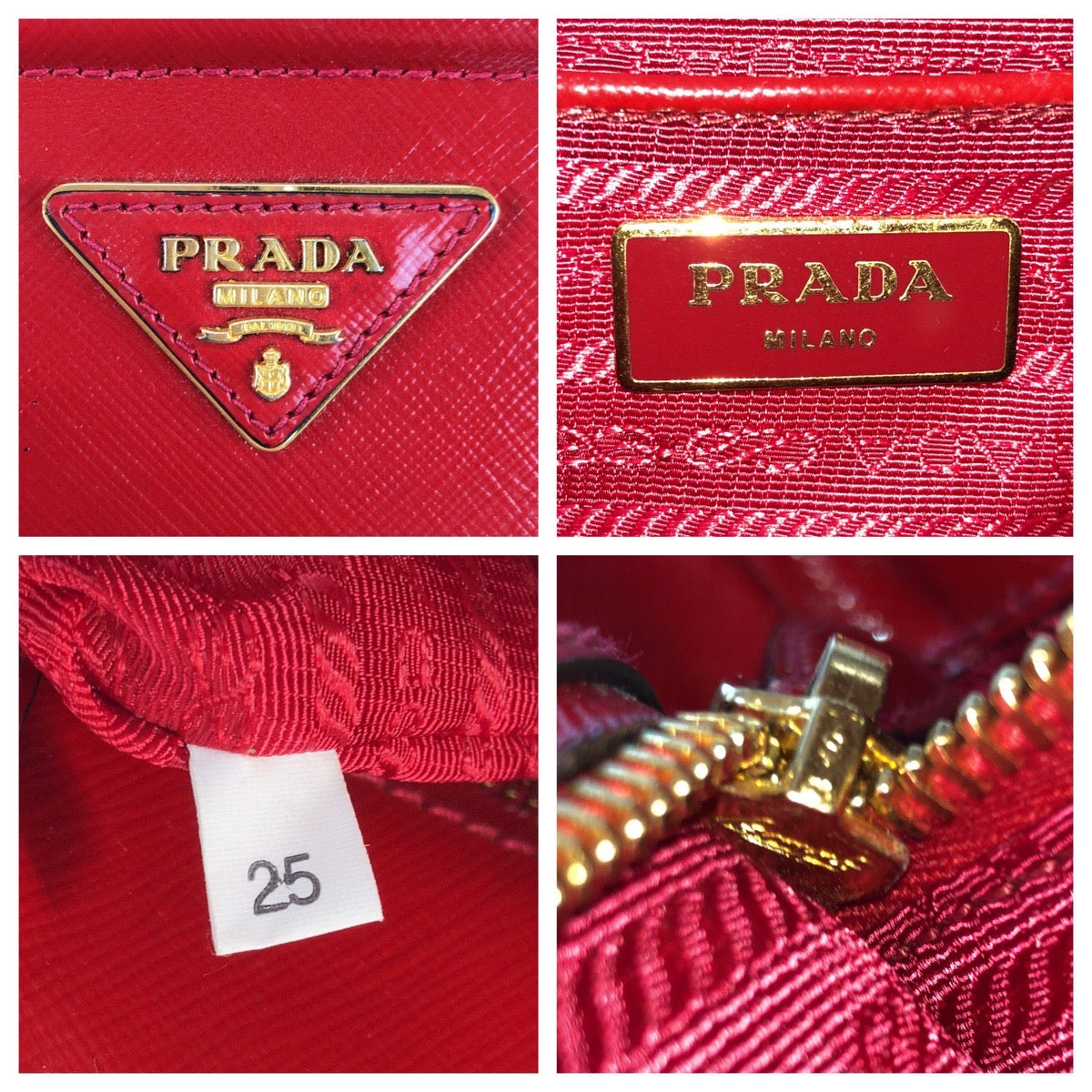 16401
PRADA プラダ サフィアーノ レッド ゴールド金具 レザー トートバッグ ショルダーバッグ 2way  レディース ABP58