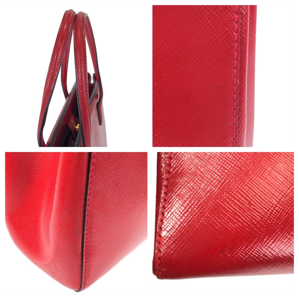16401
PRADA プラダ サフィアーノ レッド ゴールド金具 レザー トートバッグ ショルダーバッグ 2way  レディース ABP58