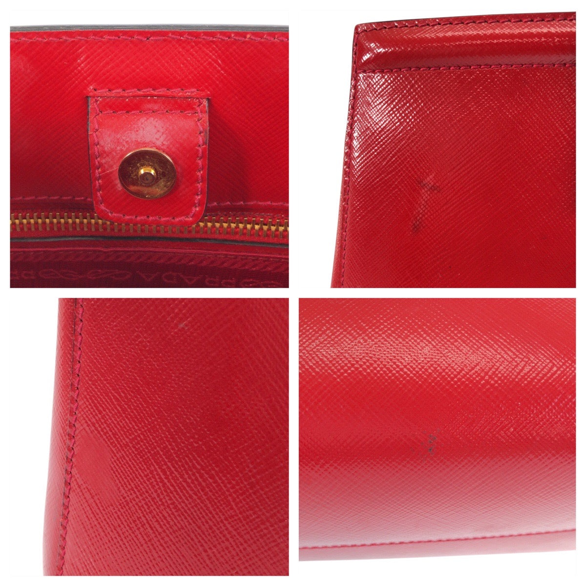 16401
PRADA プラダ サフィアーノ レッド ゴールド金具 レザー トートバッグ ショルダーバッグ 2way  レディース ABP58