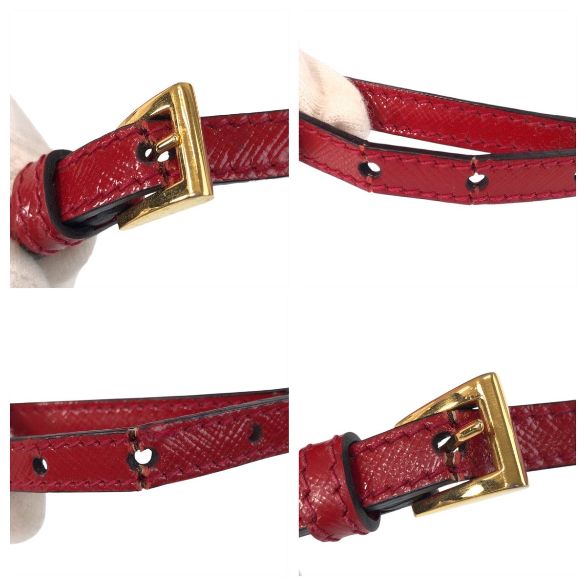 16401
PRADA プラダ サフィアーノ レッド ゴールド金具 レザー トートバッグ ショルダーバッグ 2way  レディース ABP58