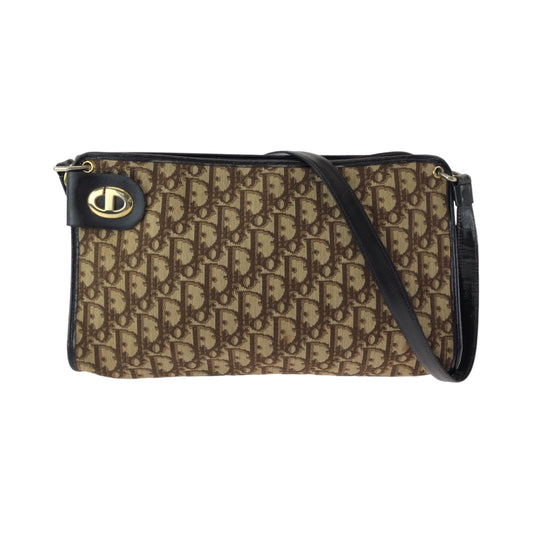 16406
Dior ディオール ヴィンテージ トロッター柄 CDロゴ ベージュ ブラウン ゴールド金具 キャンバス ショルダーバッグ 肩掛け  レディース ABP40