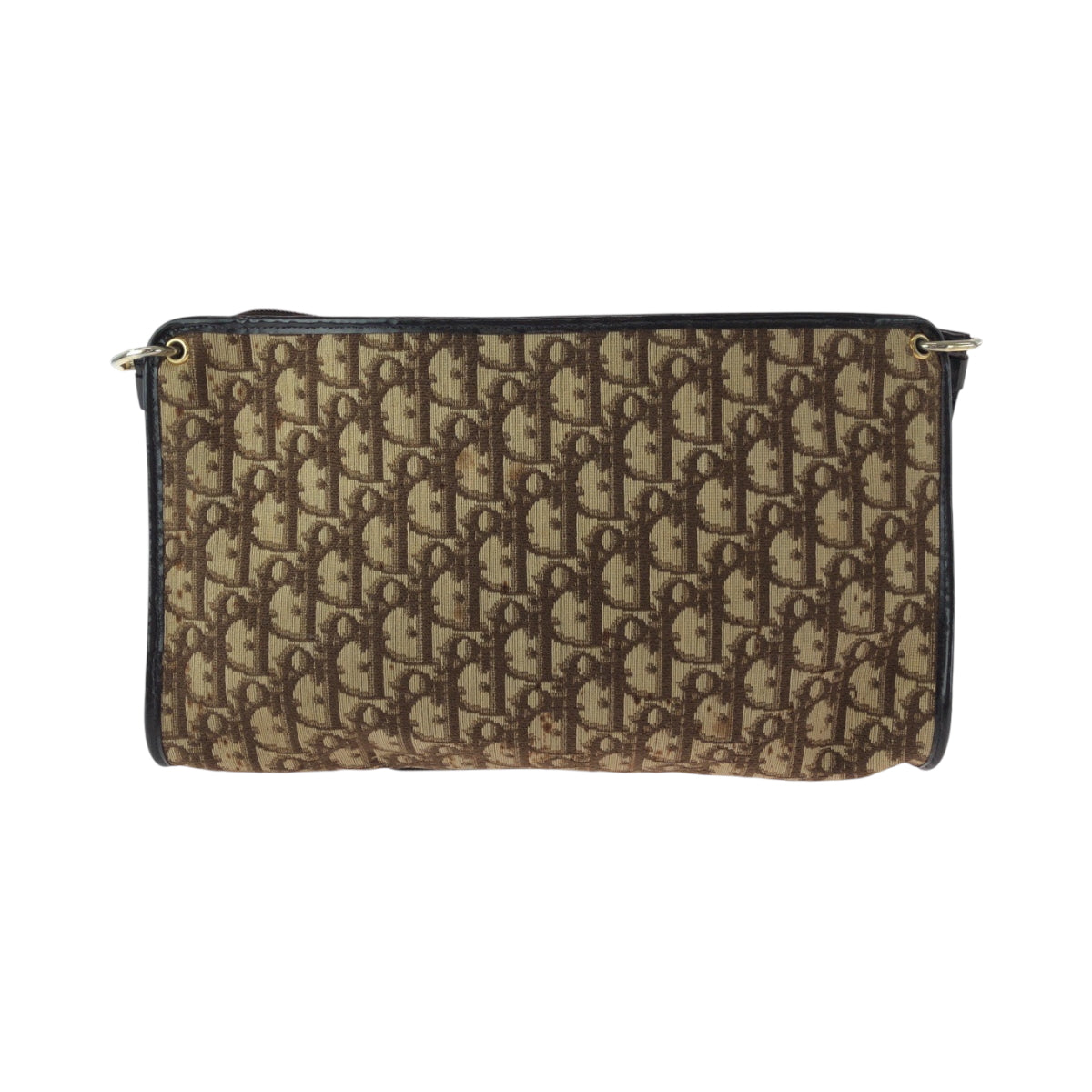 16406
Dior Vintage Trotter Pattern CD Logo Beige Brown Gold Hardware Canvas Shoulder Bag for Women ABP40