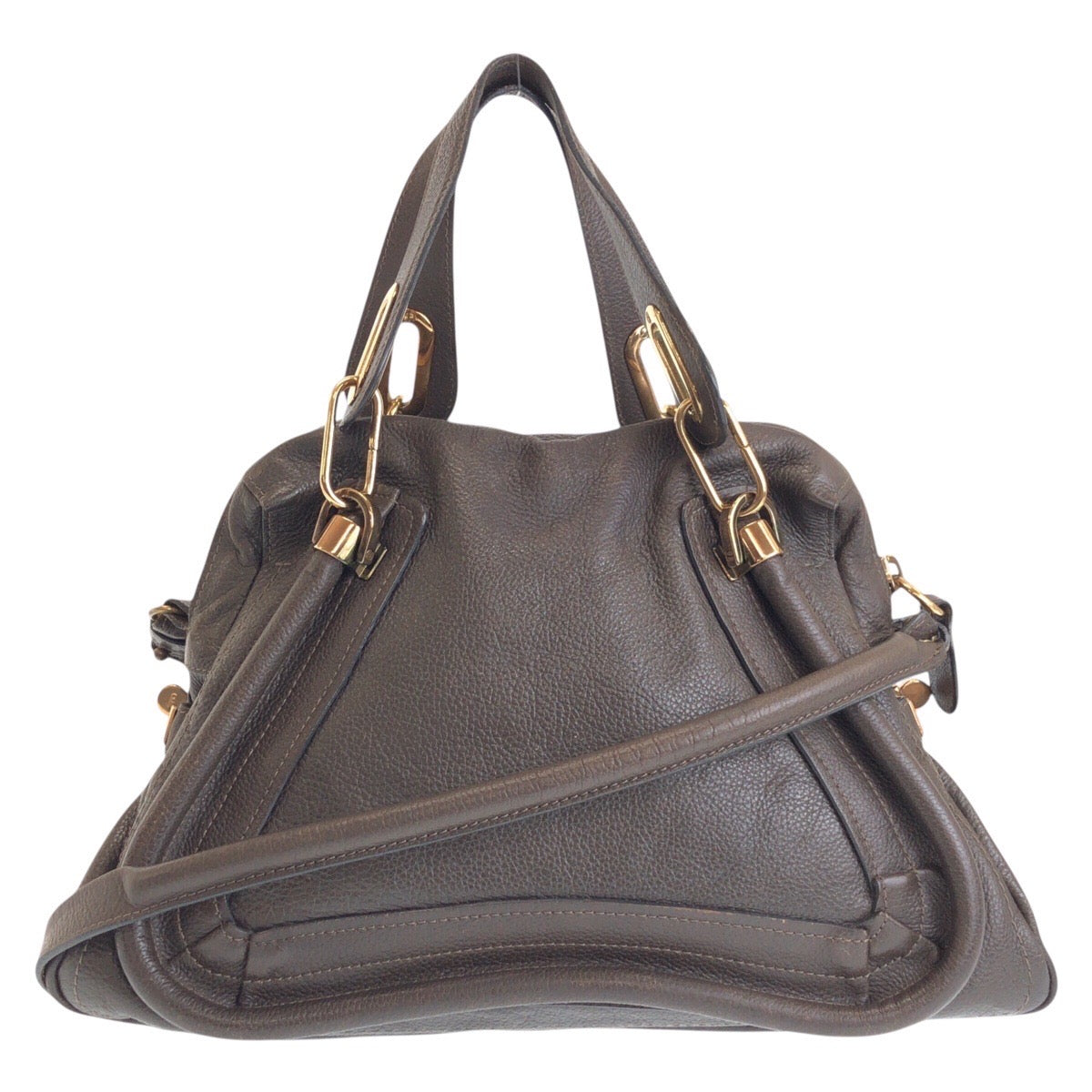 16407
Chloe Paraty Brown Gold Hardware Leather Handbag Shoulder Bag 2way Women's AB40