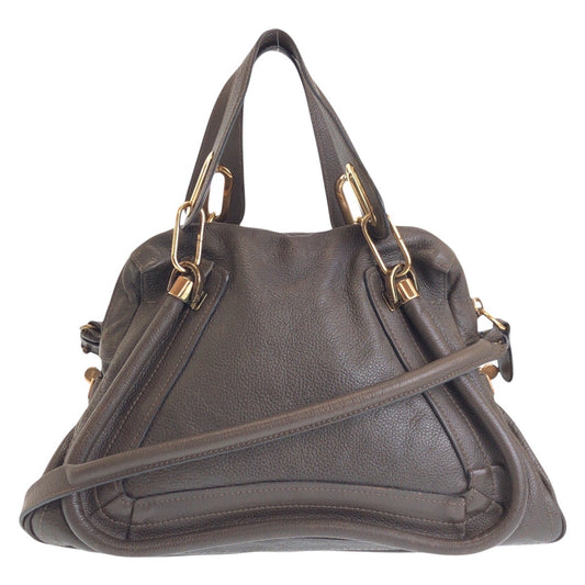 16407
Chloe クロエ パラティ ブラウン ゴールド金具 レザー ハンドバッグ ショルダーバッグ 2way  レディース AB40