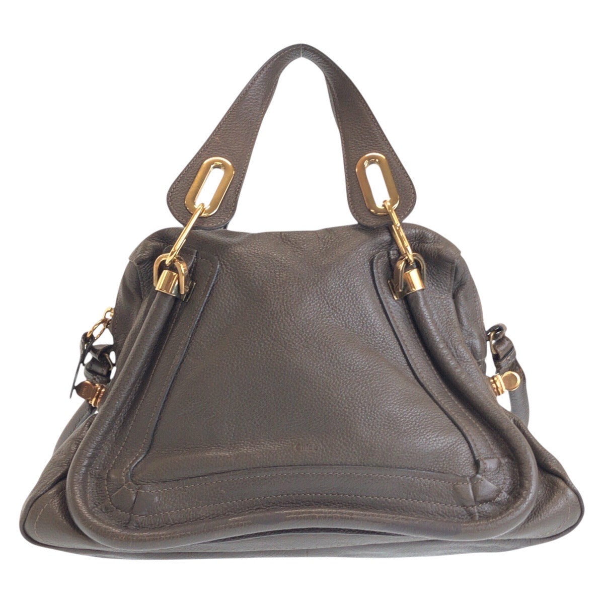 16407
Chloe Paraty Brown Gold Hardware Leather Handbag Shoulder Bag 2way Women's AB40