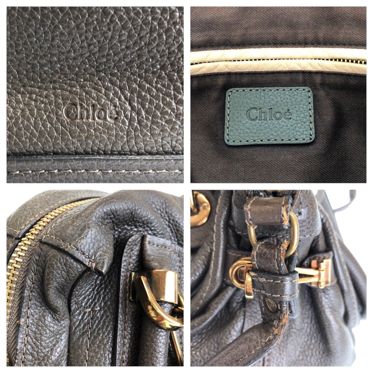 16407
Chloe Paraty Brown Gold Hardware Leather Handbag Shoulder Bag 2way Women's AB40