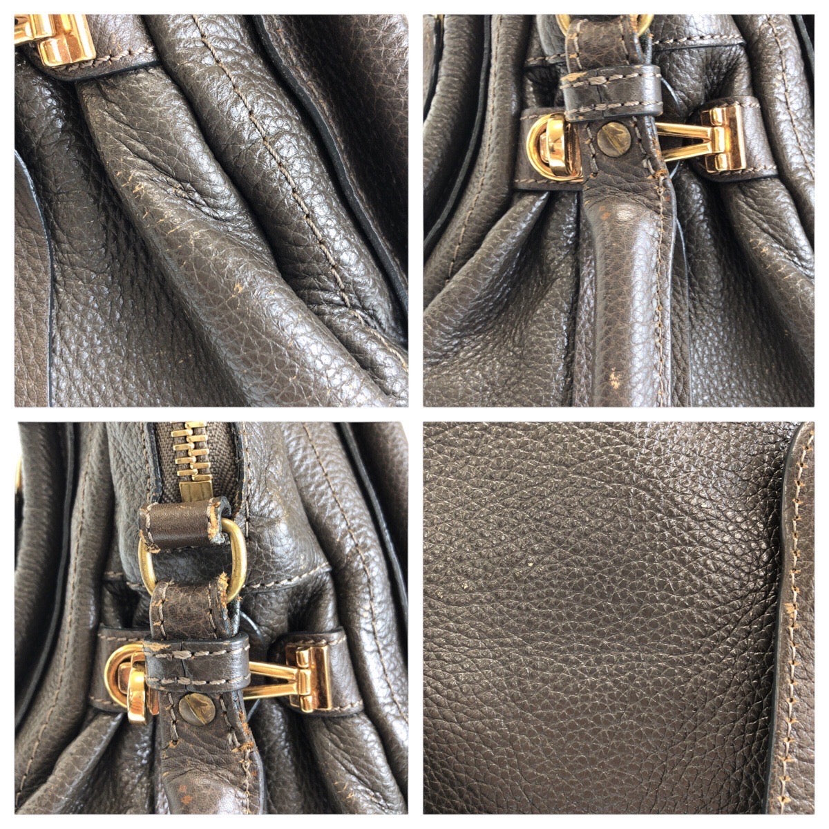16407
Chloe Paraty Brown Gold Hardware Leather Handbag Shoulder Bag 2way Women's AB40
