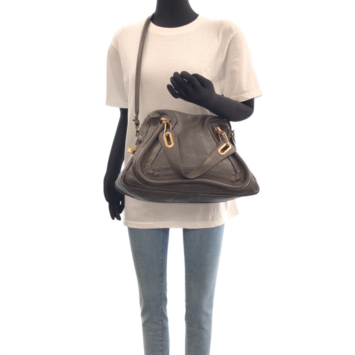 16407
Chloe Paraty Brown Gold Hardware Leather Handbag Shoulder Bag 2way Women's AB40