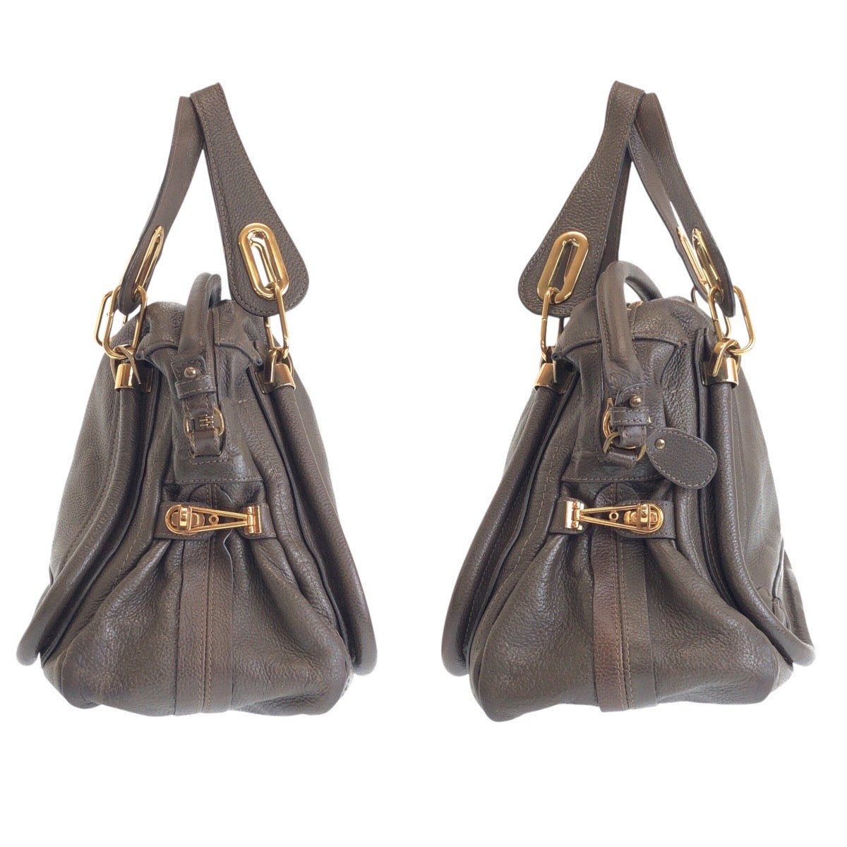 16407
Chloe Paraty Brown Gold Hardware Leather Handbag Shoulder Bag 2way Women's AB40
