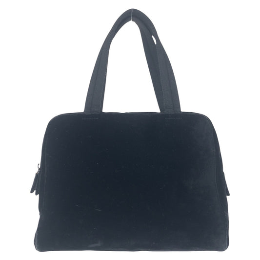16410
PRADA プラダ 三角ロゴプレート ブラック 黒 シルバー金具 ベロア ハンドバッグ ショルダーバッグ  レディース ABP24