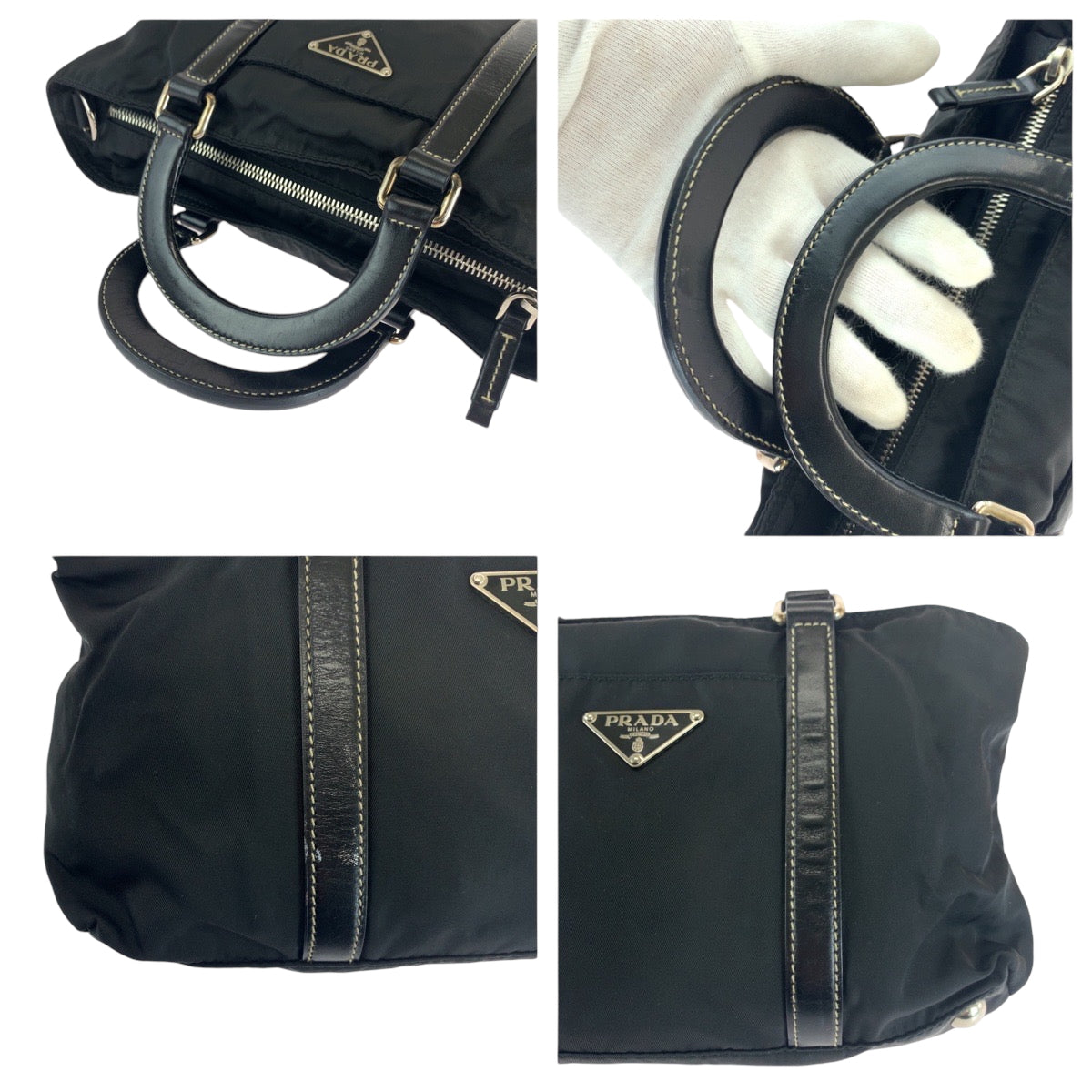 16411
PRADA プラダ テスート 三角ロゴプレート ブラック 黒 シルバー金具 ナイロン BN1052 ショルダーバッグ ハンドバッグ 2way  レディース ABP40