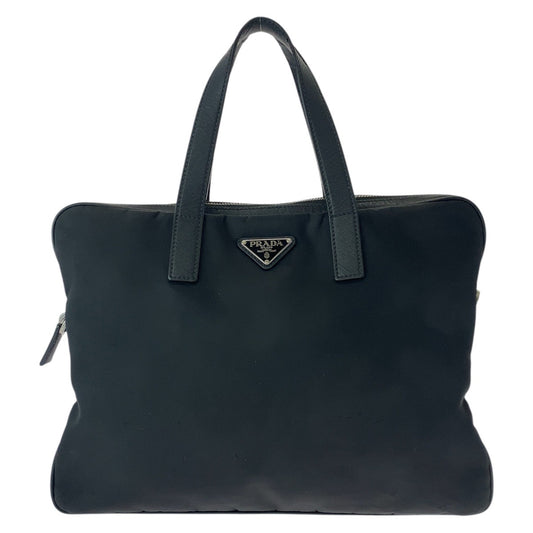 16412
PRADA プラダ テスート 三角ロゴプレート ブラック 黒 シルバー金具 ナイロン / レザー ビジネスバッグ ブリーフケース  レディース AB40