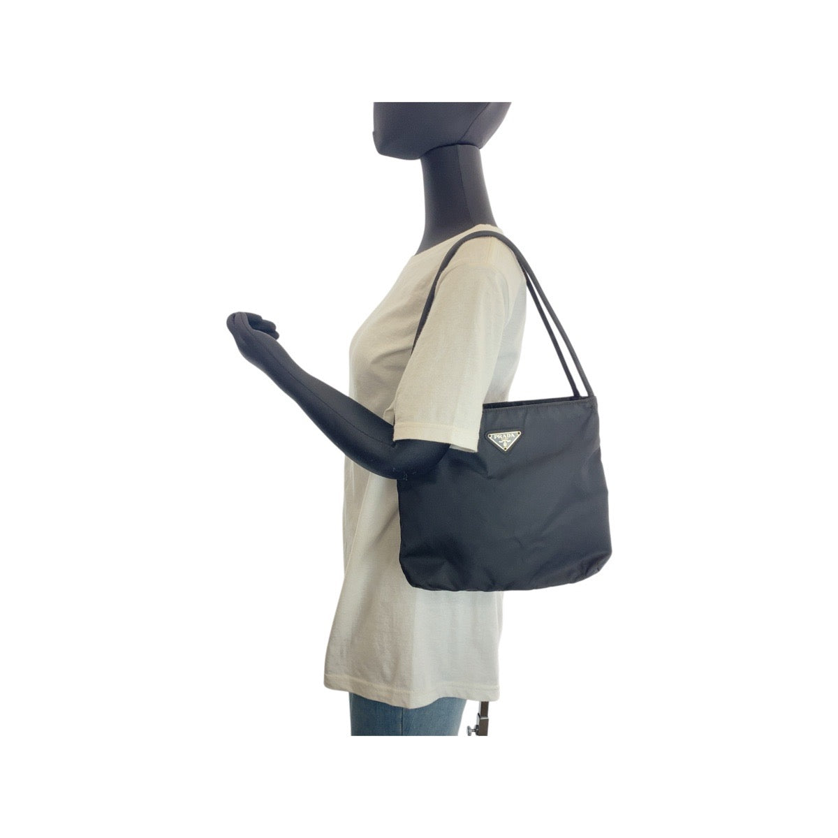 16413
PRADA プラダ テスート 三角ロゴプレート ブラック 黒 シルバー金具 ナイロン トートバッグ  ショルダーバッグ  レディース AB26