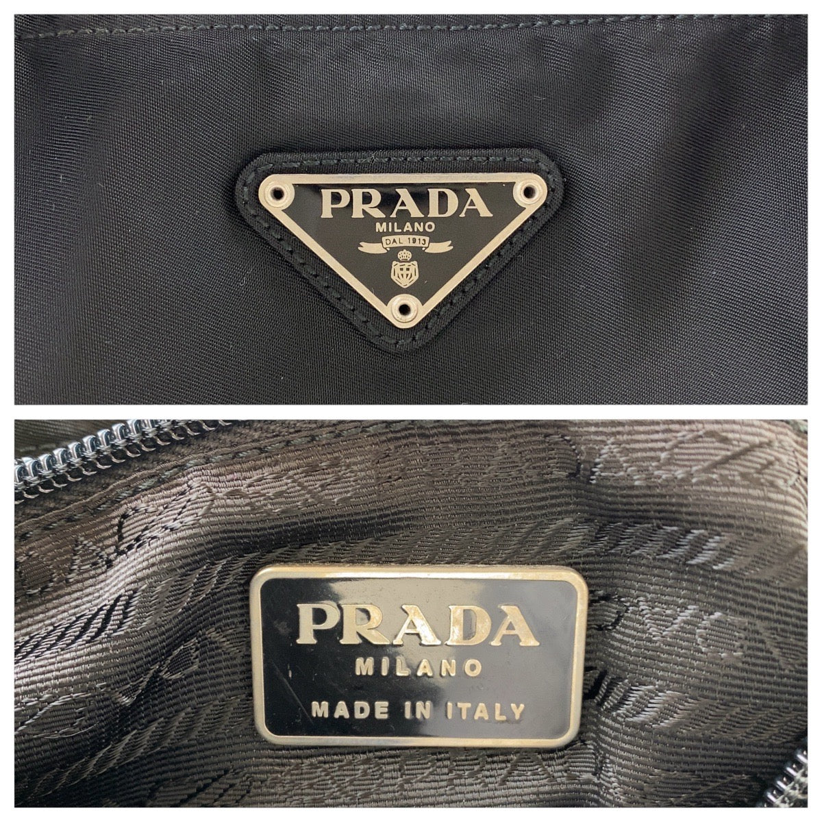 16414
PRADA プラダ テスート 三角ロゴプレート ブラック 黒 シルバー金具 ナイロン トートバッグ ショルダーバッグ  レディース ABP34