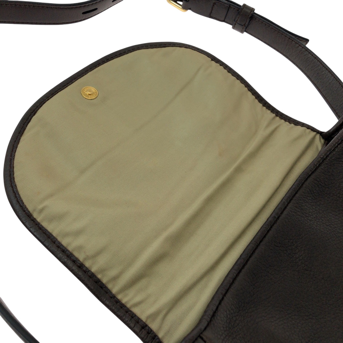 16418
LOEWE ロエベ ヘリテージ ロゴ ダークブラウン ゴールド金具 レザー ショルダーバッグ ポシェット  レディース ABP40