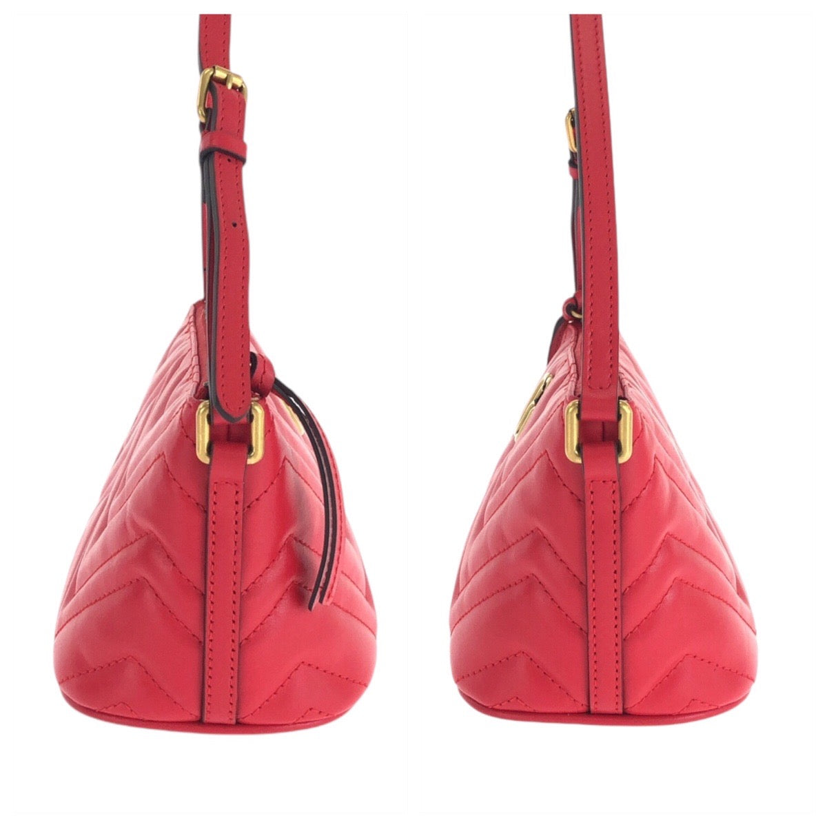 16420
GUCCI グッチ GGマーモント レッド ゴールド金具 レザー 739166 ハンドバッグ アクセサリーポーチ レディース N76
