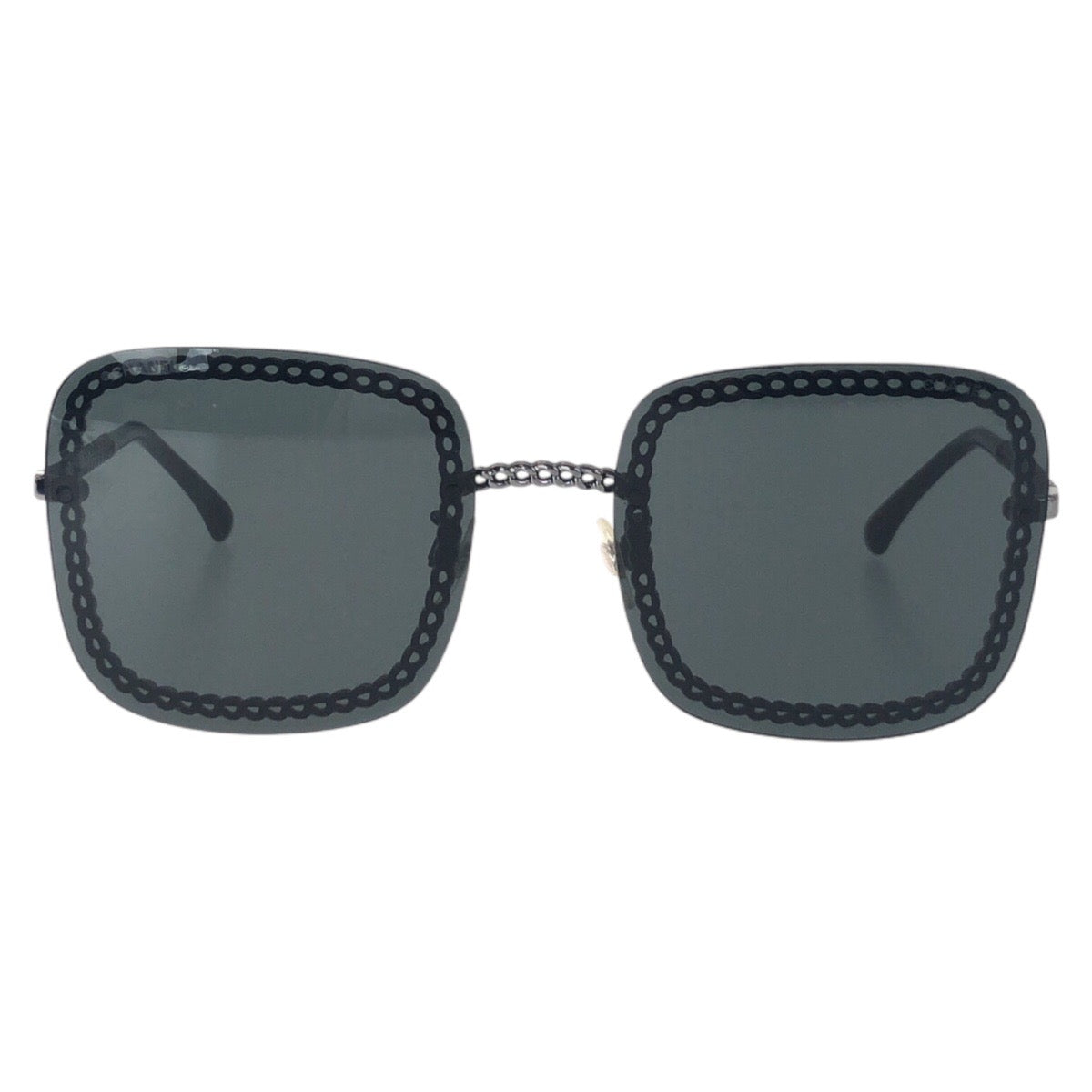 16423
CHANEL シャネル ココマーク チェーン付き ブラック 黒 ガンメタ金具 プラスチック / メタル 4244 C 108/S4 57◻︎18 140 3N サングラス 男女兼用 スクエア  レディース
