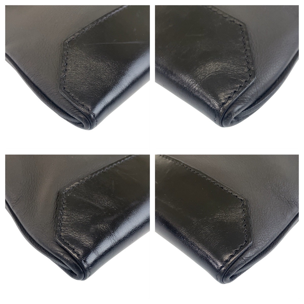 16426
HERMES エルメス シティスライド ブラック イエロー シルバー金具 レザー クラッチバッグ セカンドバッグ X刻印  メンズ