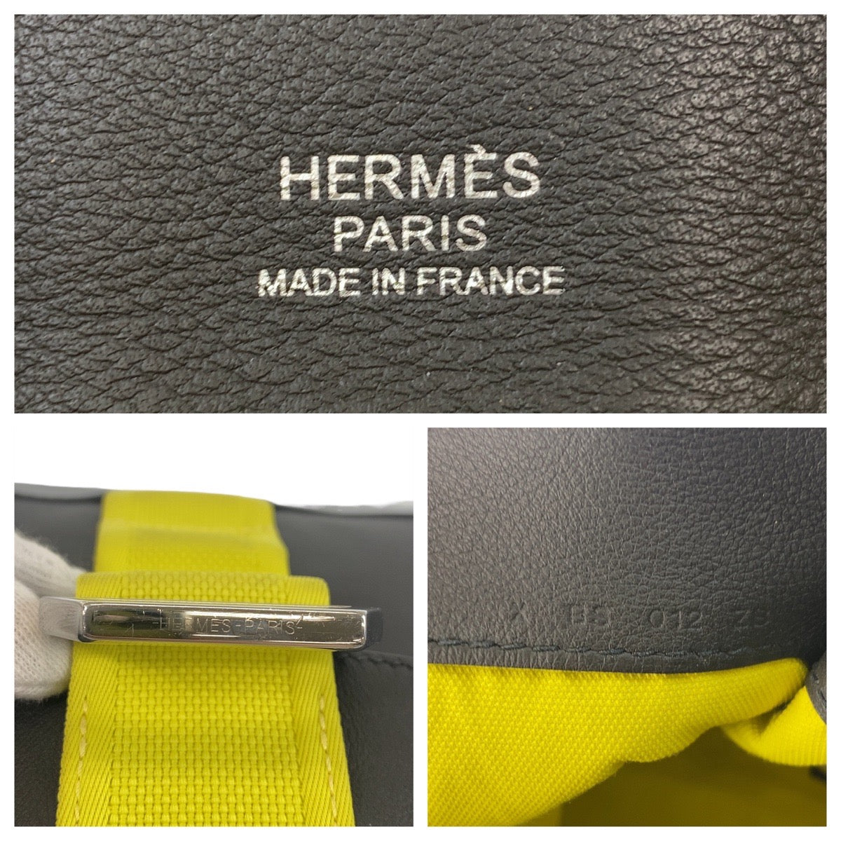 16426
HERMES エルメス シティスライド ブラック イエロー シルバー金具 レザー クラッチバッグ セカンドバッグ X刻印  メンズ