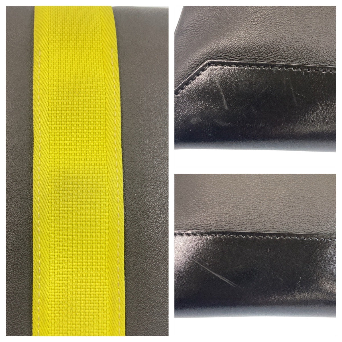 16426
HERMES エルメス シティスライド ブラック イエロー シルバー金具 レザー クラッチバッグ セカンドバッグ X刻印  メンズ