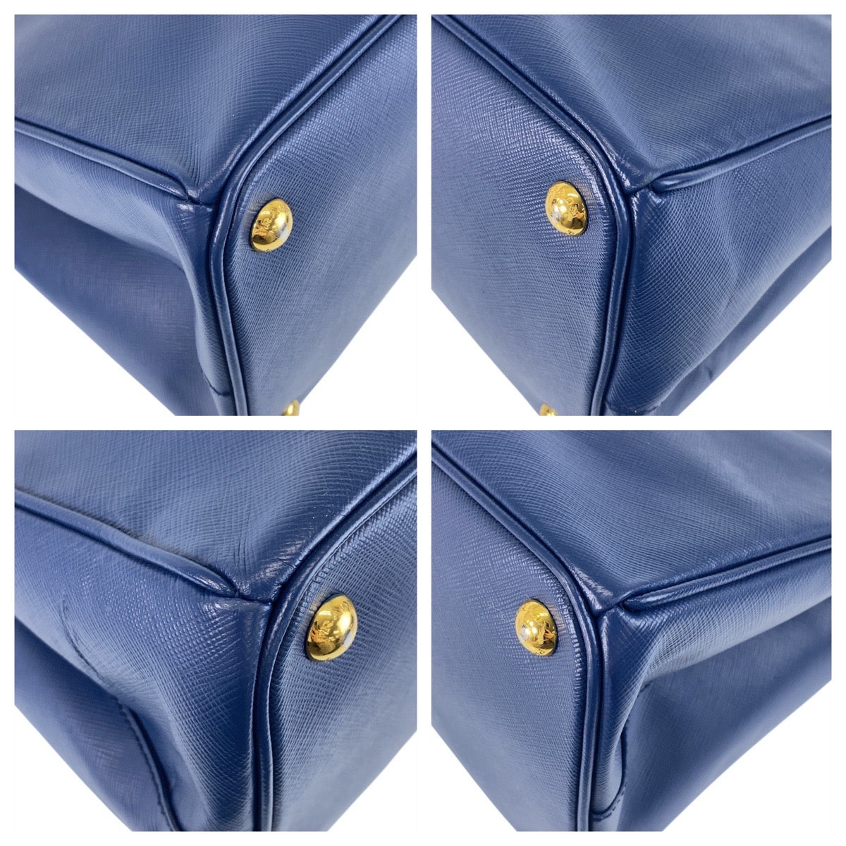 16427
PRADA プラダ サフィアーノ ガレリア ブルー ゴールド金具 レザー トートバッグ ハンドバッグ ショルダーバッグ 2way  レディース ABP70