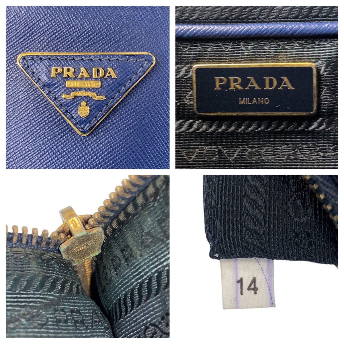16427
PRADA プラダ サフィアーノ ガレリア ブルー ゴールド金具 レザー トートバッグ ハンドバッグ ショルダーバッグ 2way  レディース ABP70