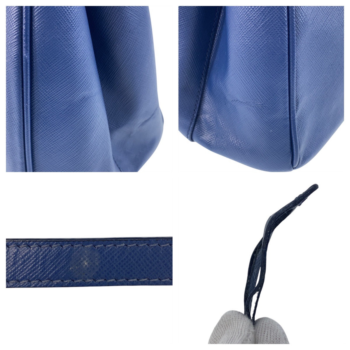 16427
PRADA プラダ サフィアーノ ガレリア ブルー ゴールド金具 レザー トートバッグ ハンドバッグ ショルダーバッグ 2way  レディース ABP70