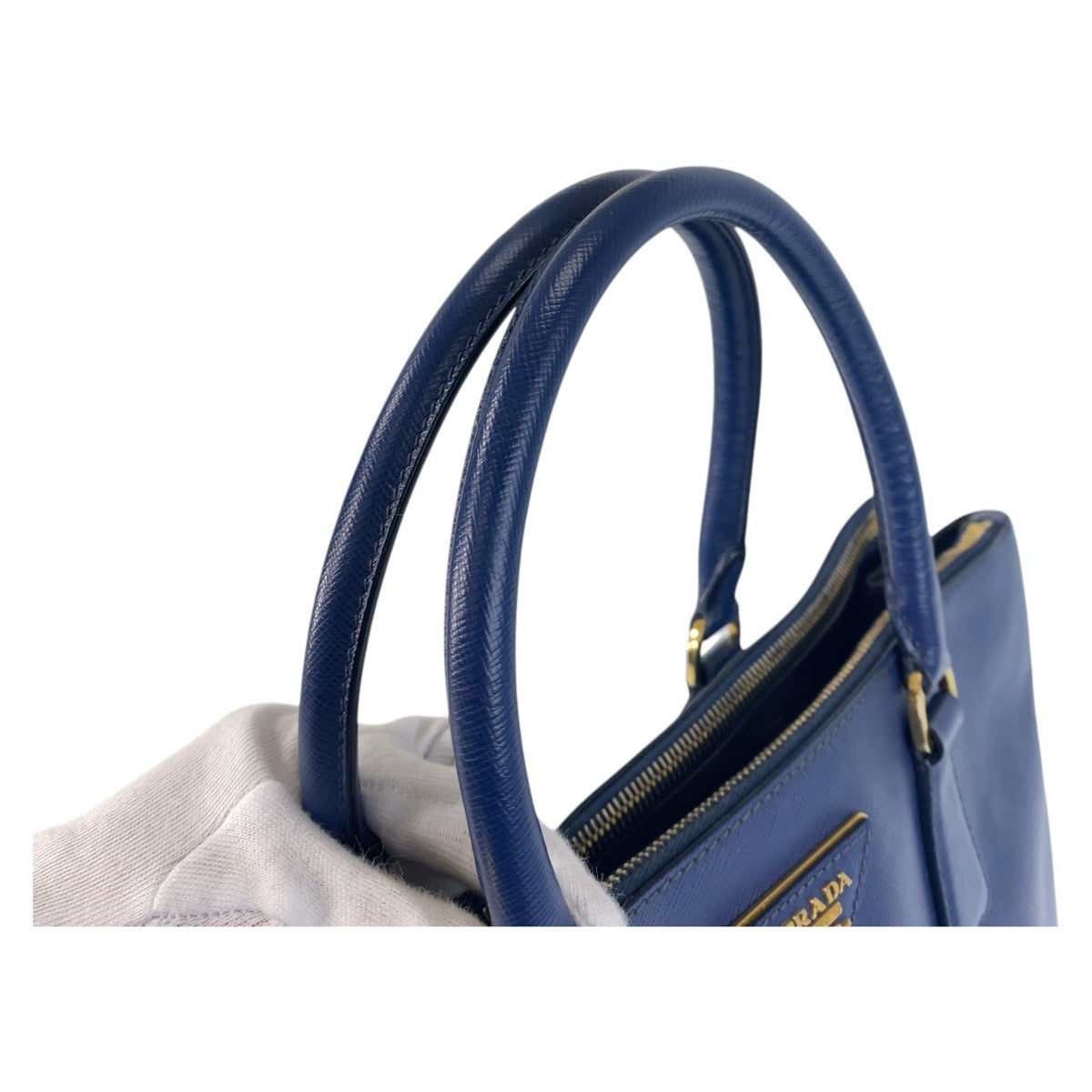 16427
PRADA プラダ サフィアーノ ガレリア ブルー ゴールド金具 レザー トートバッグ ハンドバッグ ショルダーバッグ 2way  レディース ABP70