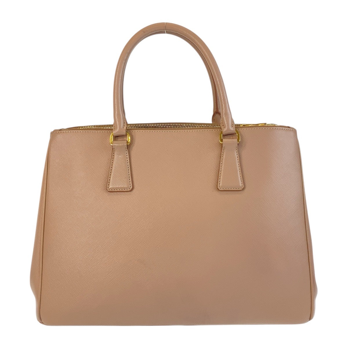 16428
PRADA プラダ サフィアーノ 三角ロゴプレート ベージュ ゴールド金具 レザー トートバッグ ハンドバッグ ショルダーバッグ 2way  レディース ABP69