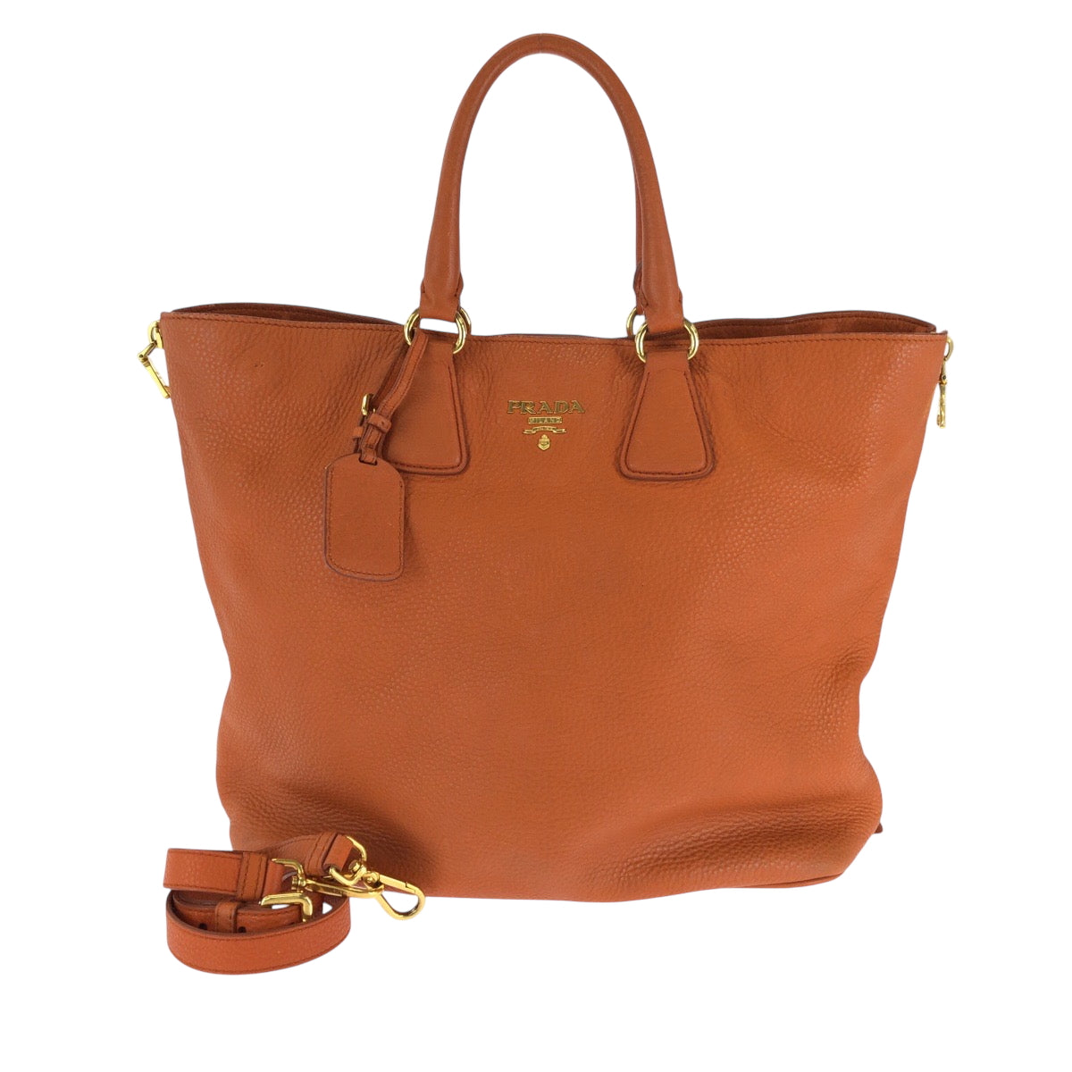 16429
PRADA プラダ ヴィッテロダイノ ロゴ オレンジ ゴールド金具 レザー BN1713 ショルダーバッグ トートバッグ 2way  レディース AB63