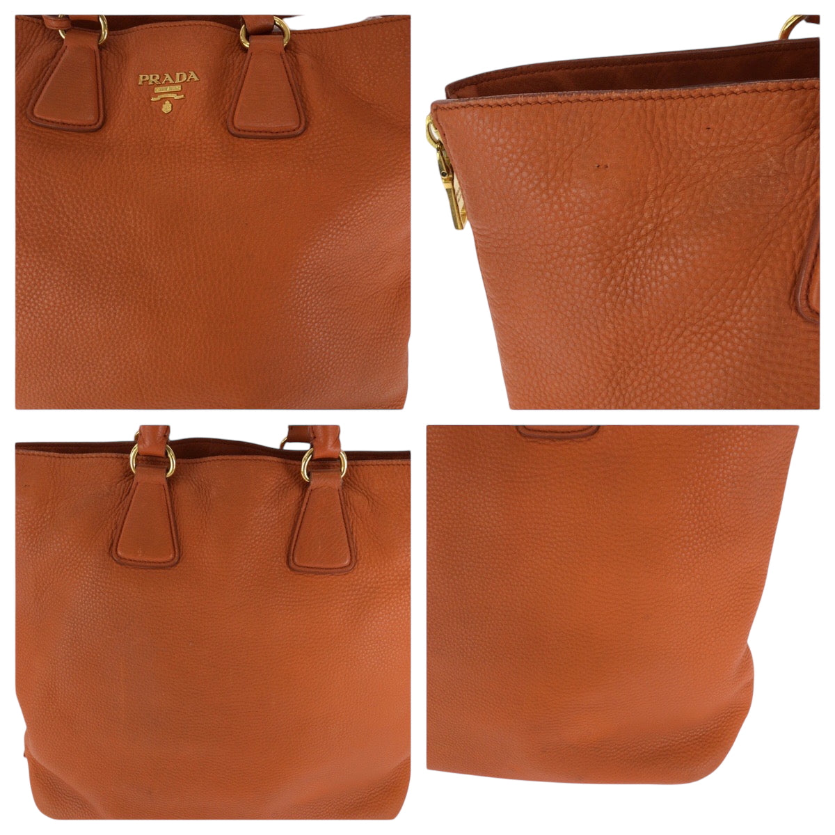 16429
PRADA プラダ ヴィッテロダイノ ロゴ オレンジ ゴールド金具 レザー BN1713 ショルダーバッグ トートバッグ 2way  レディース AB63