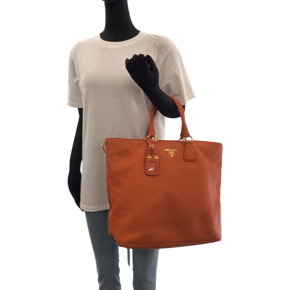 16429
PRADA プラダ ヴィッテロダイノ ロゴ オレンジ ゴールド金具 レザー BN1713 ショルダーバッグ トートバッグ 2way  レディース AB63