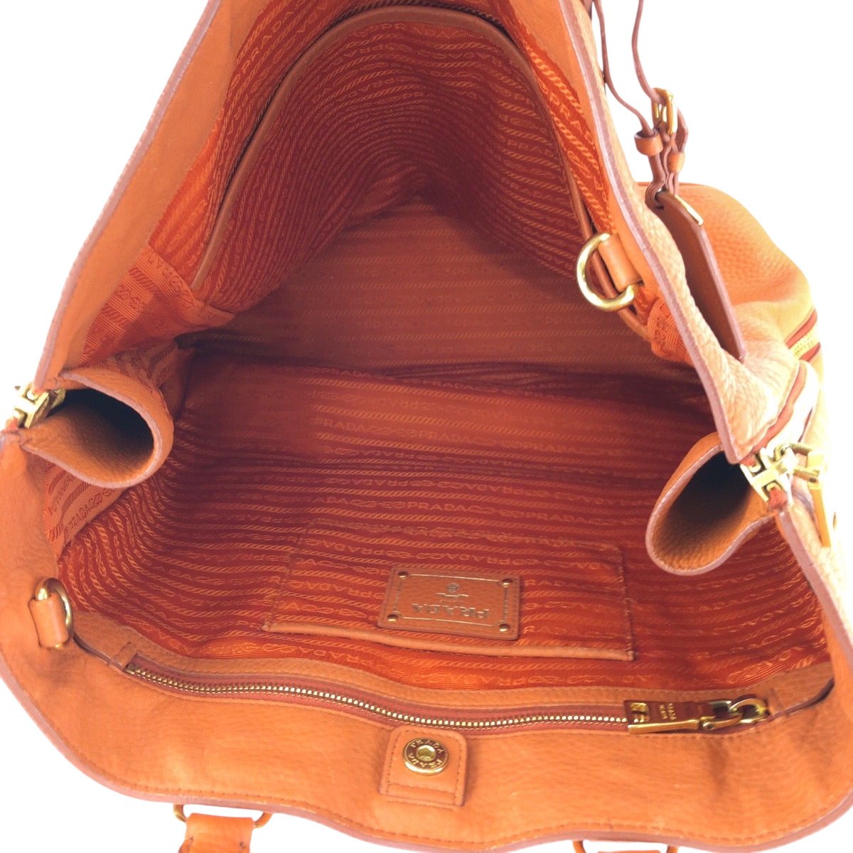 16429
PRADA プラダ ヴィッテロダイノ ロゴ オレンジ ゴールド金具 レザー BN1713 ショルダーバッグ トートバッグ 2way  レディース AB63