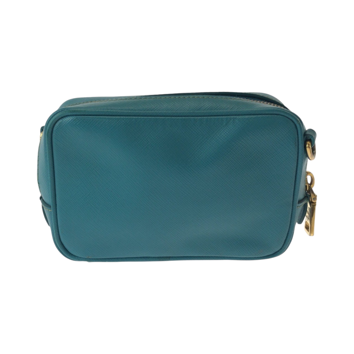 16430
PRADA プラダ サフィアーノ 三角ロゴプレート ブルー ゴールド金具 レザー ショルダーバッグ ポシェット  レディース ABP48