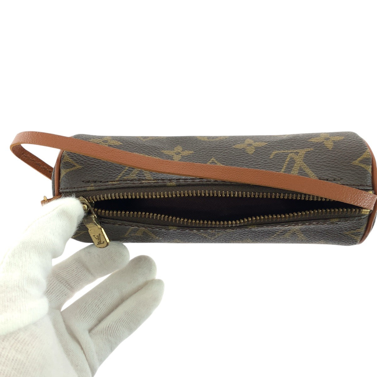 17415
LOUIS VUITTON ルイヴィトン モノグラム パピヨン ポーチのみ ブラウン ゴールド金具 PVC / レザー M51385 ハンドバッグ アクセサリーポーチ  レディース