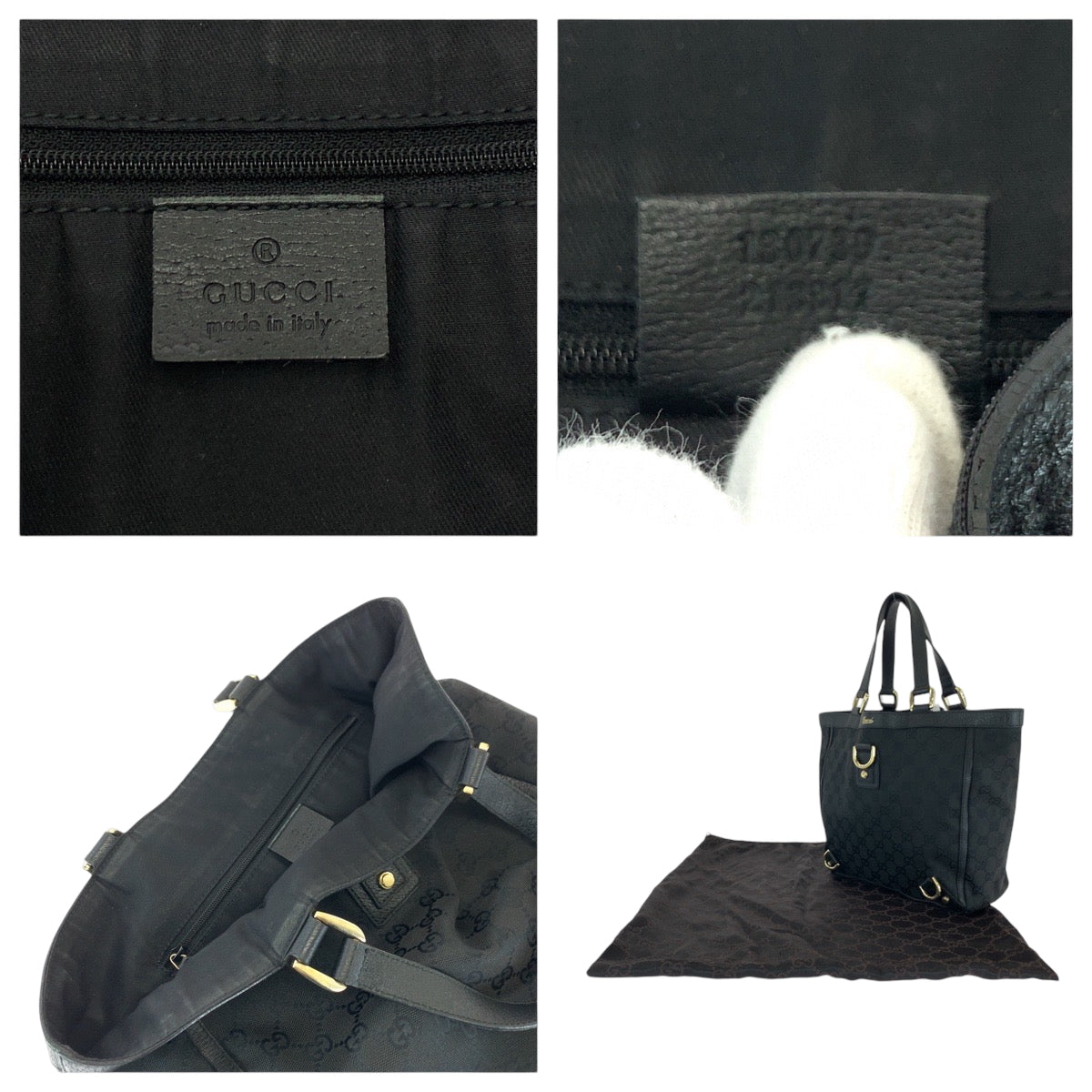 16447
GUCCI グッチ アビー ブラック 黒 ゴールド金具 GGキャンバス 130739 ハンドバッグ トートバッグ  レディース AB24