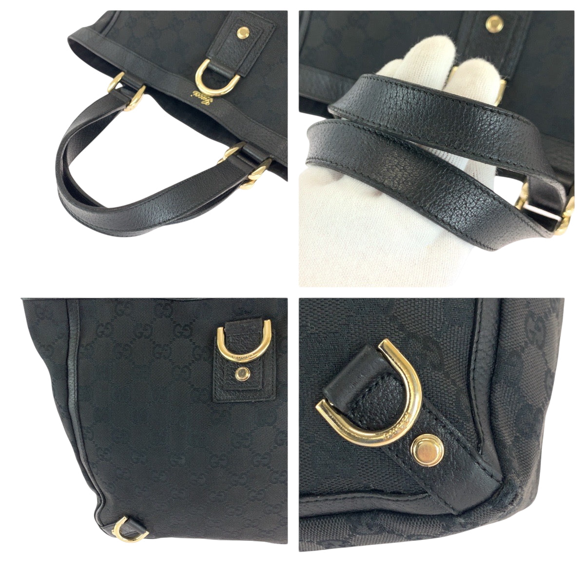 16447
GUCCI グッチ アビー ブラック 黒 ゴールド金具 GGキャンバス 130739 ハンドバッグ トートバッグ  レディース AB24