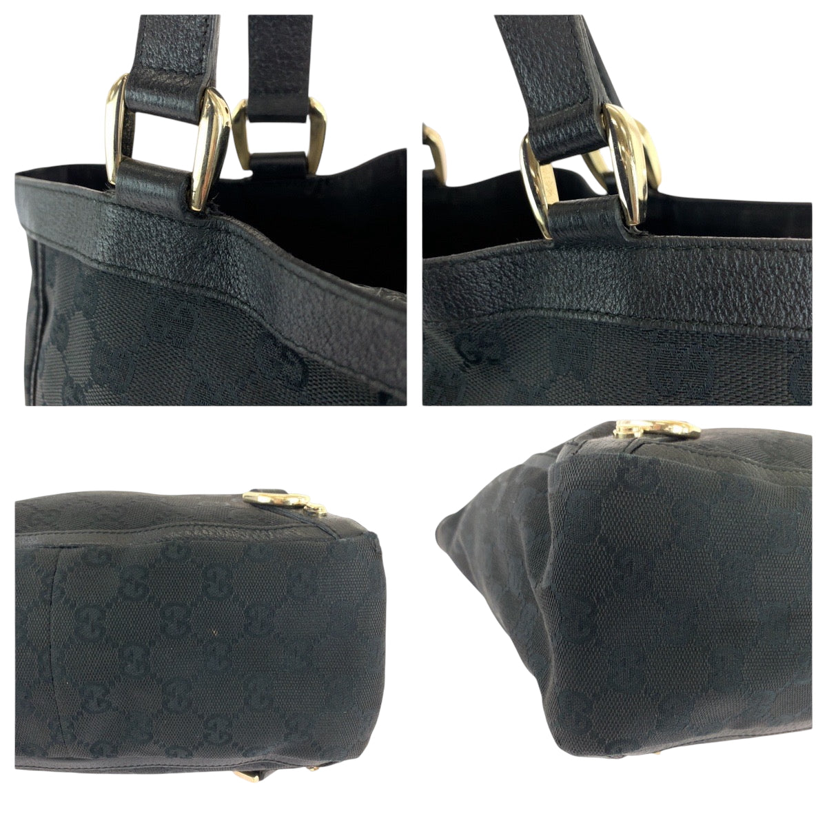 16447
GUCCI グッチ アビー ブラック 黒 ゴールド金具 GGキャンバス 130739 ハンドバッグ トートバッグ  レディース AB24