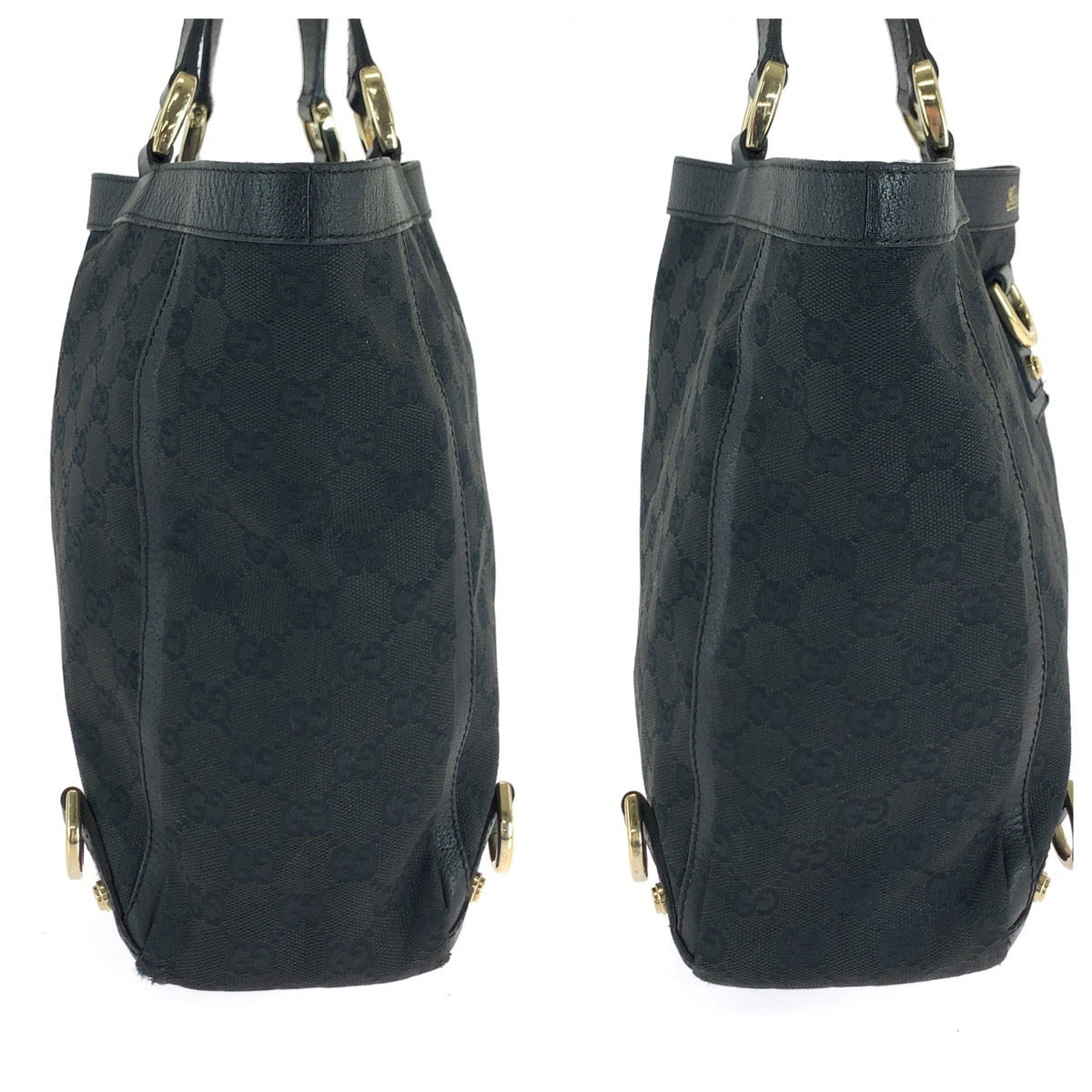 16447
GUCCI グッチ アビー ブラック 黒 ゴールド金具 GGキャンバス 130739 ハンドバッグ トートバッグ  レディース AB24