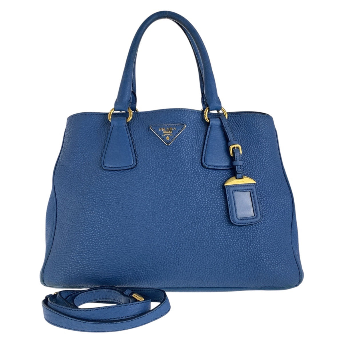 16449
PRADA プラダ ヴィッテロダイノ ブルー ゴールド金具 レザー ハンドバッグ ショルダーバッグ 2way  レディース AB52