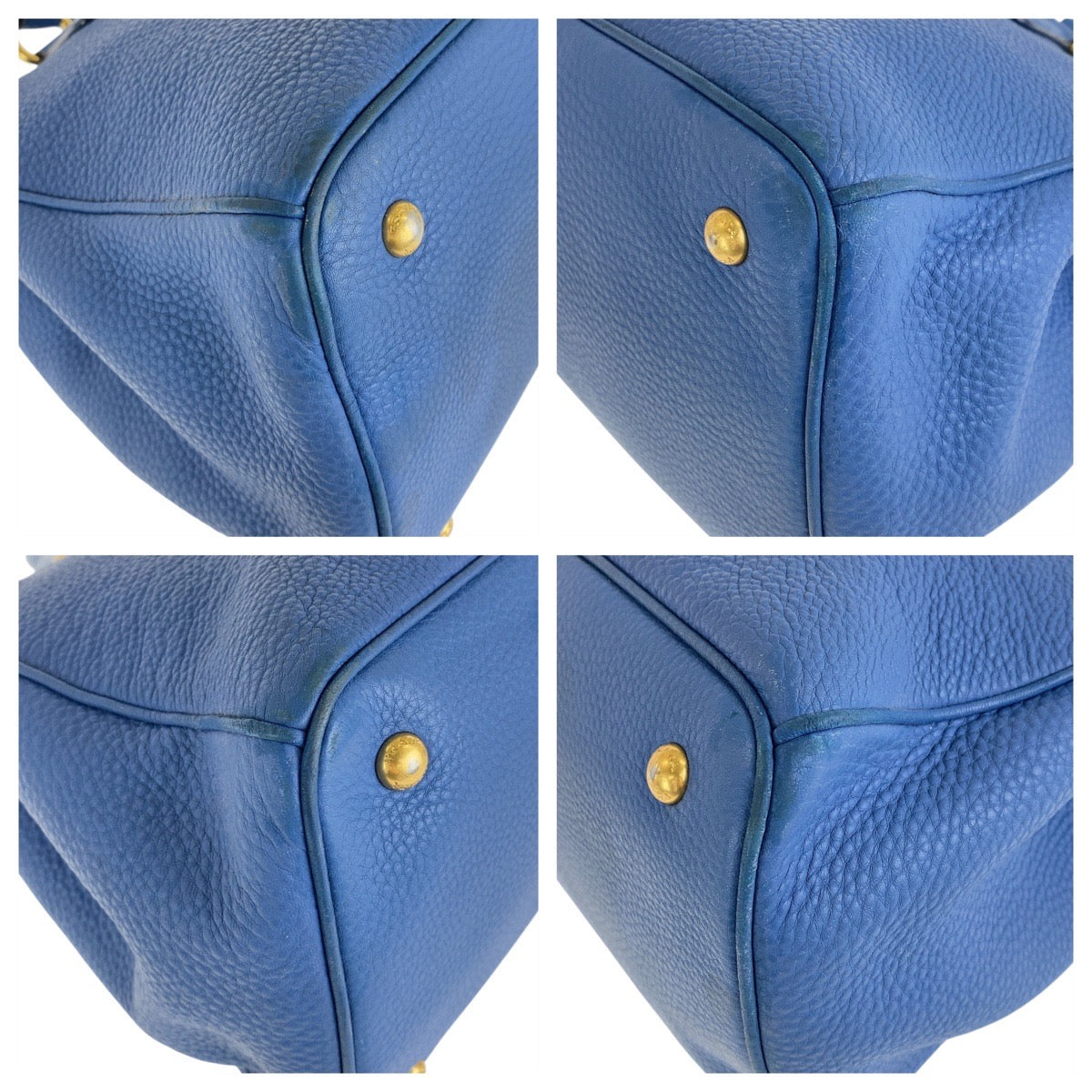 16449
PRADA プラダ ヴィッテロダイノ ブルー ゴールド金具 レザー ハンドバッグ ショルダーバッグ 2way  レディース AB52