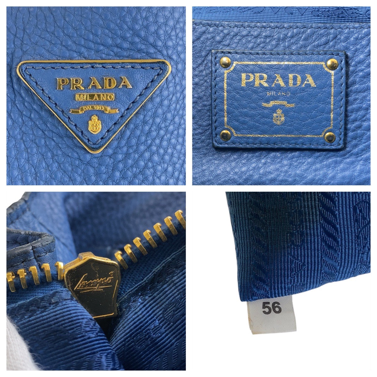 16449
PRADA プラダ ヴィッテロダイノ ブルー ゴールド金具 レザー ハンドバッグ ショルダーバッグ 2way  レディース AB52