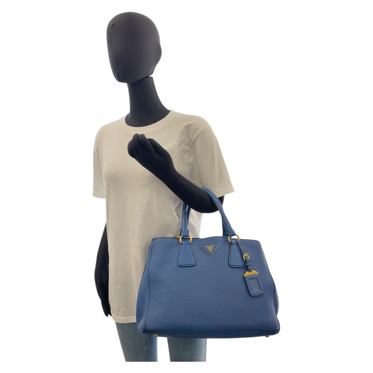 16449
PRADA プラダ ヴィッテロダイノ ブルー ゴールド金具 レザー ハンドバッグ ショルダーバッグ 2way  レディース AB52