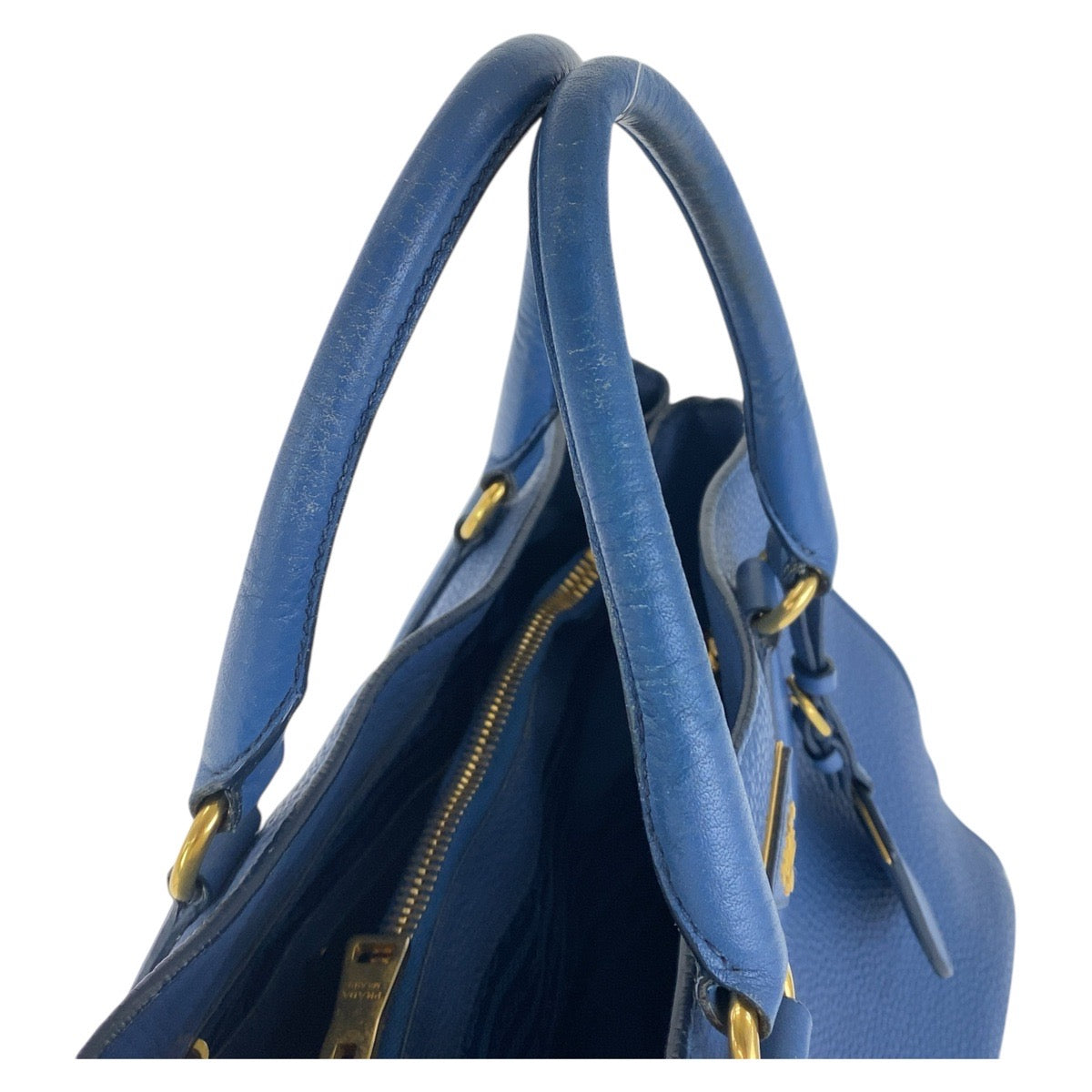 16449
PRADA プラダ ヴィッテロダイノ ブルー ゴールド金具 レザー ハンドバッグ ショルダーバッグ 2way  レディース AB52