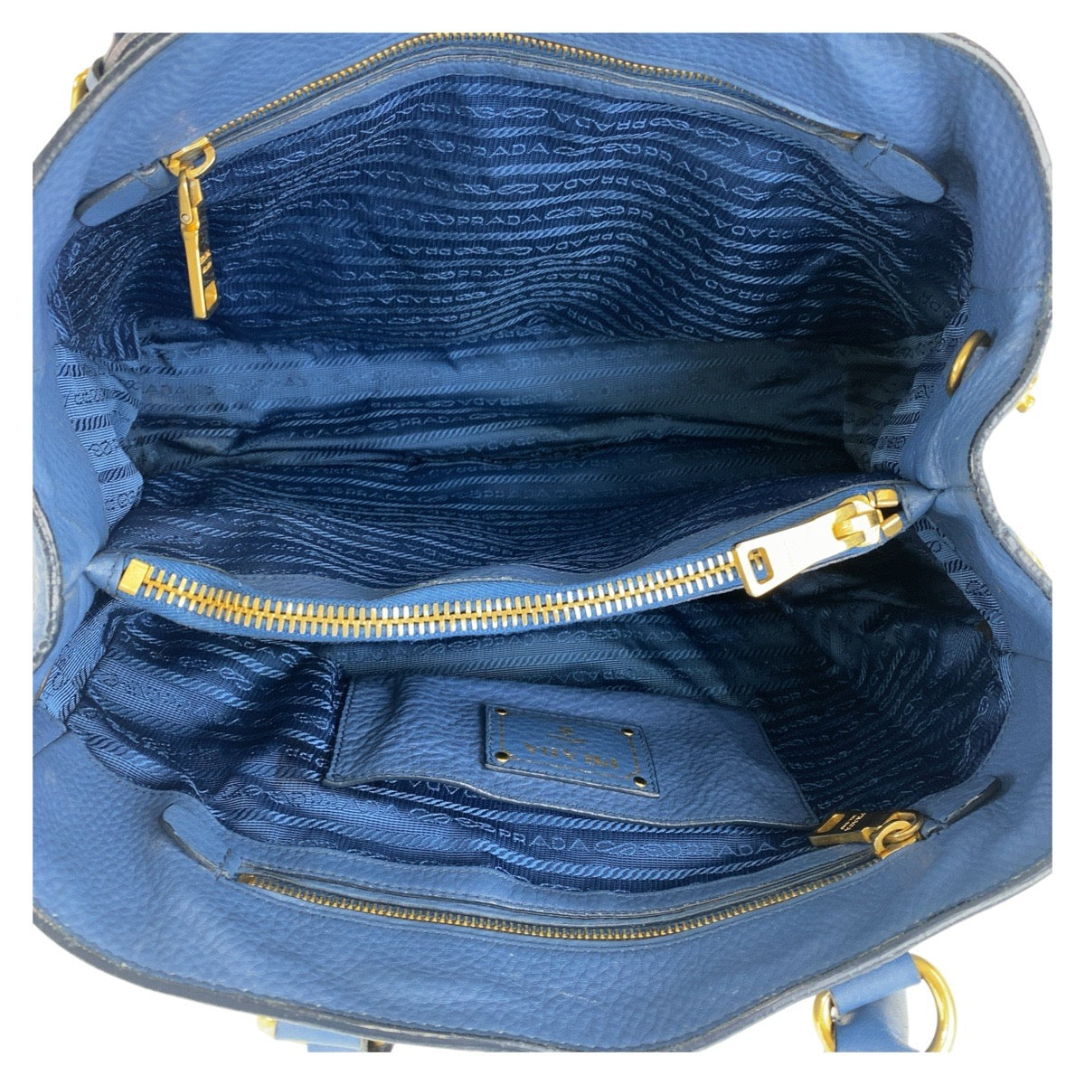 16449
PRADA プラダ ヴィッテロダイノ ブルー ゴールド金具 レザー ハンドバッグ ショルダーバッグ 2way  レディース AB52