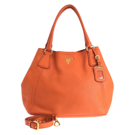 16450
PRADA プラダ ヴィッテロ オレンジ ゴールド金具 レザー トートバッグ ショルダーバッグ 2way レディース ABP67