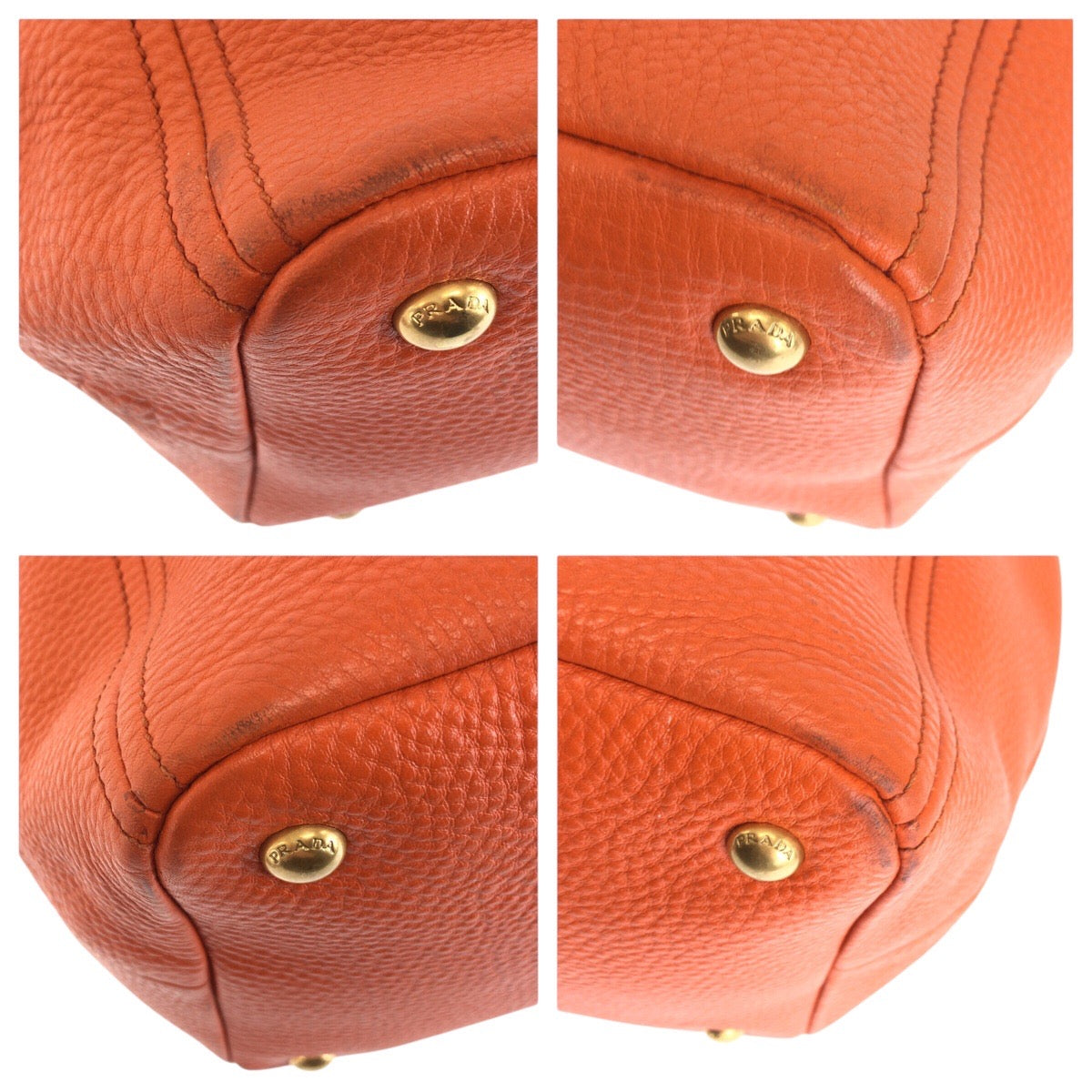 16450
PRADA プラダ ヴィッテロ オレンジ ゴールド金具 レザー トートバッグ ショルダーバッグ 2way  レディース ABP67